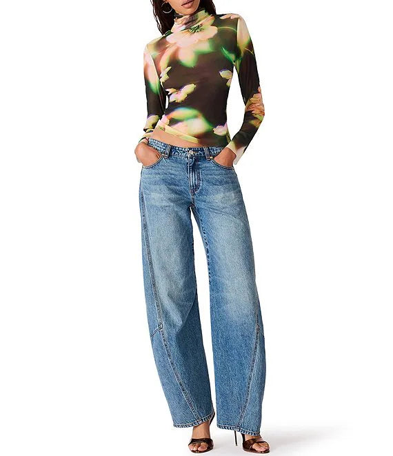 Fiona Floral Mesh Mock Neck Top