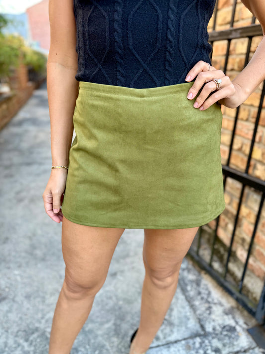 Dunham Suede Skort- Dark Olive