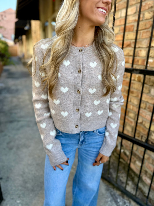 Heart Cardigan- Taupe