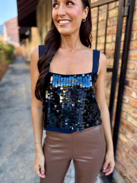 Clara Sequined Top- Midnight