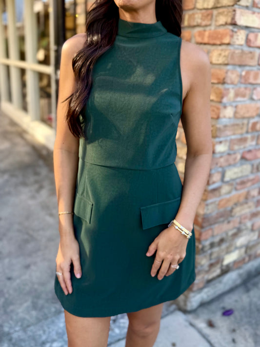 Darcy Mini Dress- Evergreen Suede
