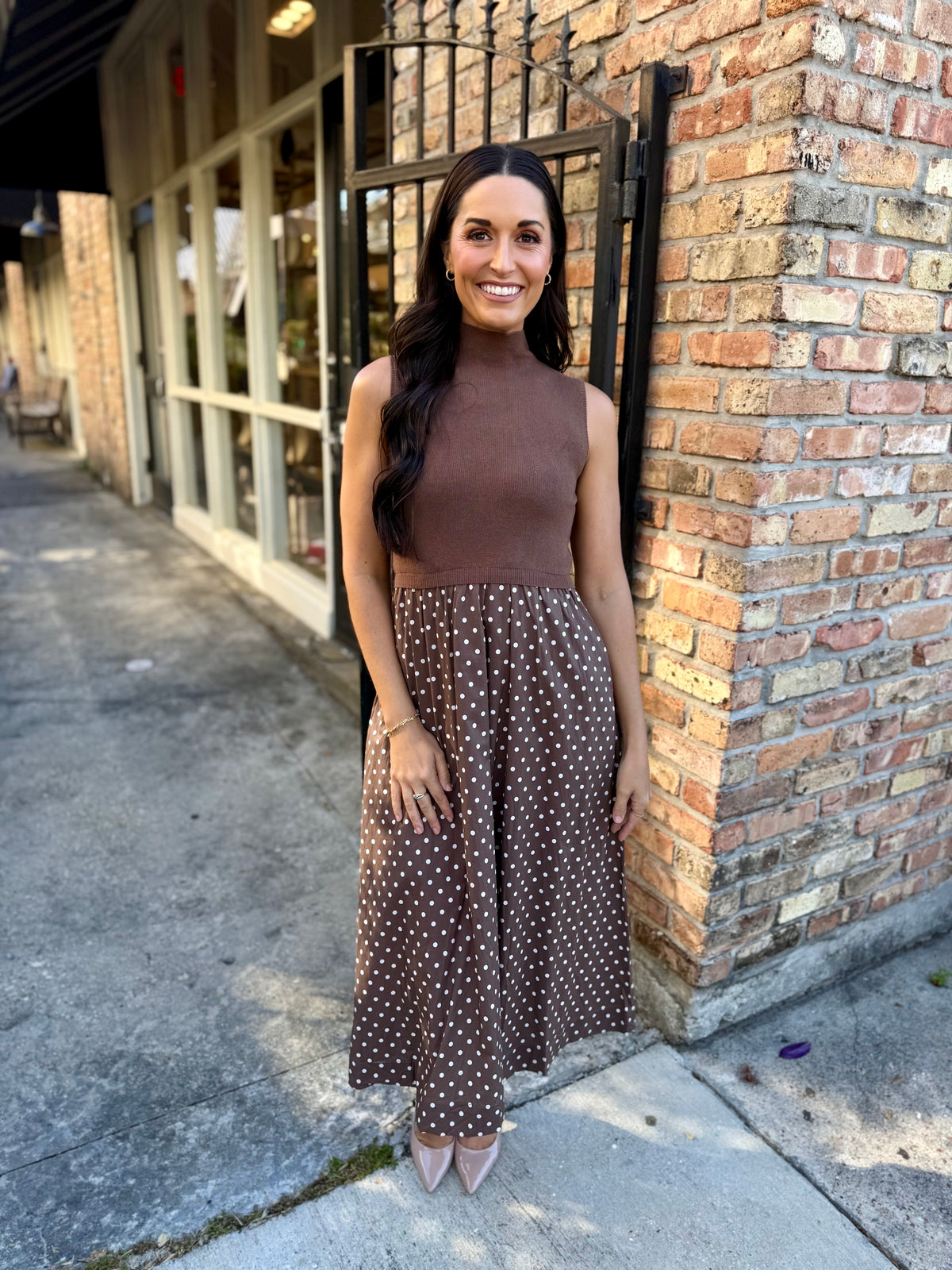 Polly Polka Dot Maxi- Brown