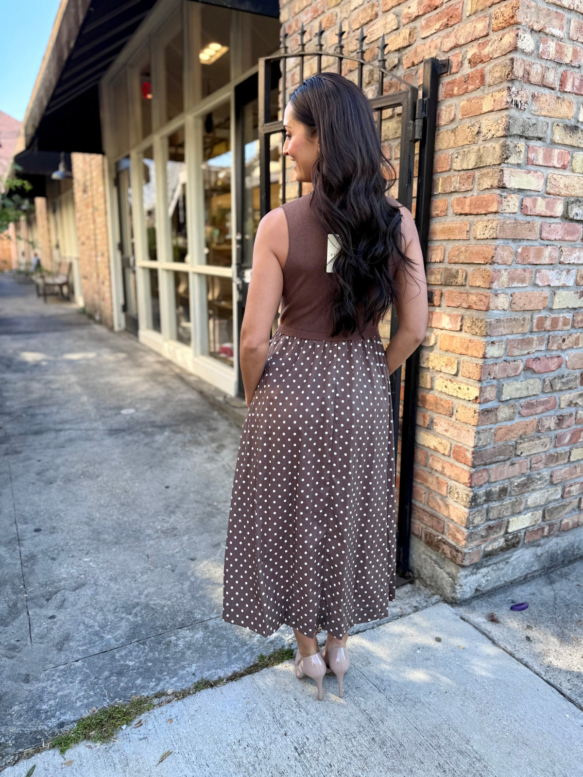 Polly Polka Dot Maxi- Brown