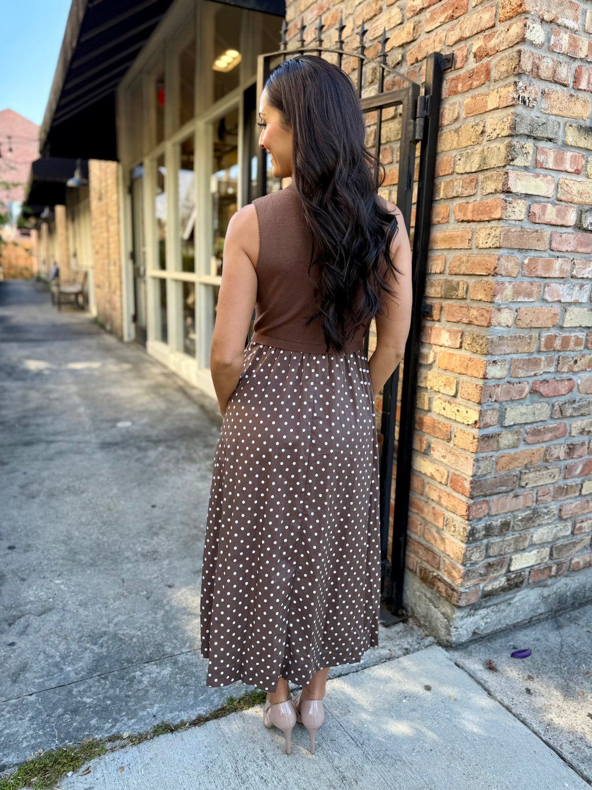 Polly Polka Dot Maxi- Brown