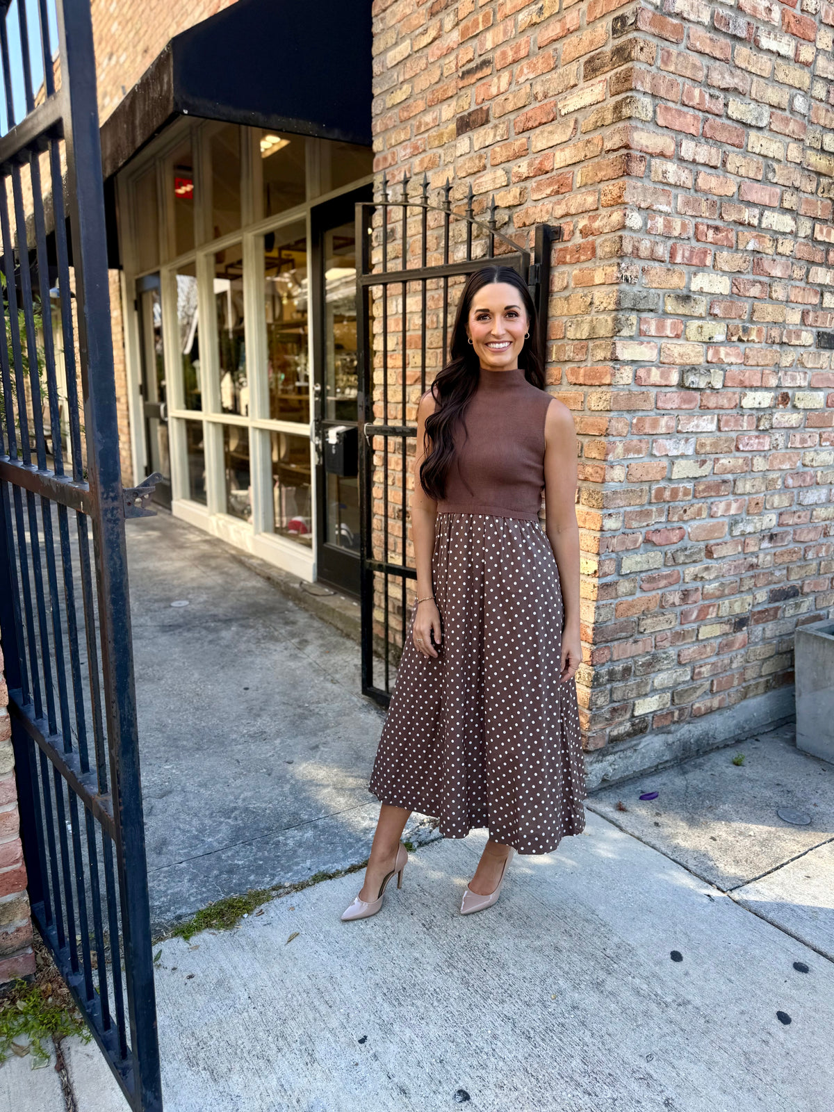 Polly Polka Dot Maxi- Brown