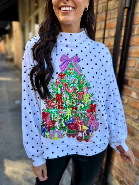Queen Polka Dot Christmas Tree Sweatshirt