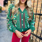 Queen Holly & Peppermint Cardigan- Green