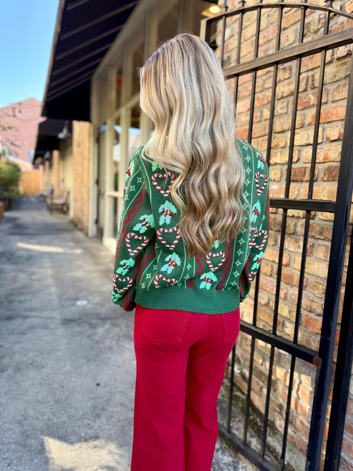 Queen Holly & Peppermint Cardigan- Green