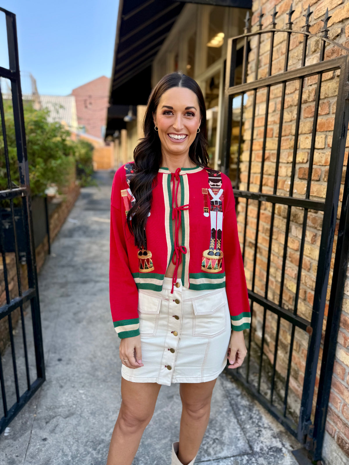 Queen Nutcracker Cardigan- Red & Green