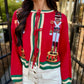 Queen Nutcracker Cardigan- Red & Green