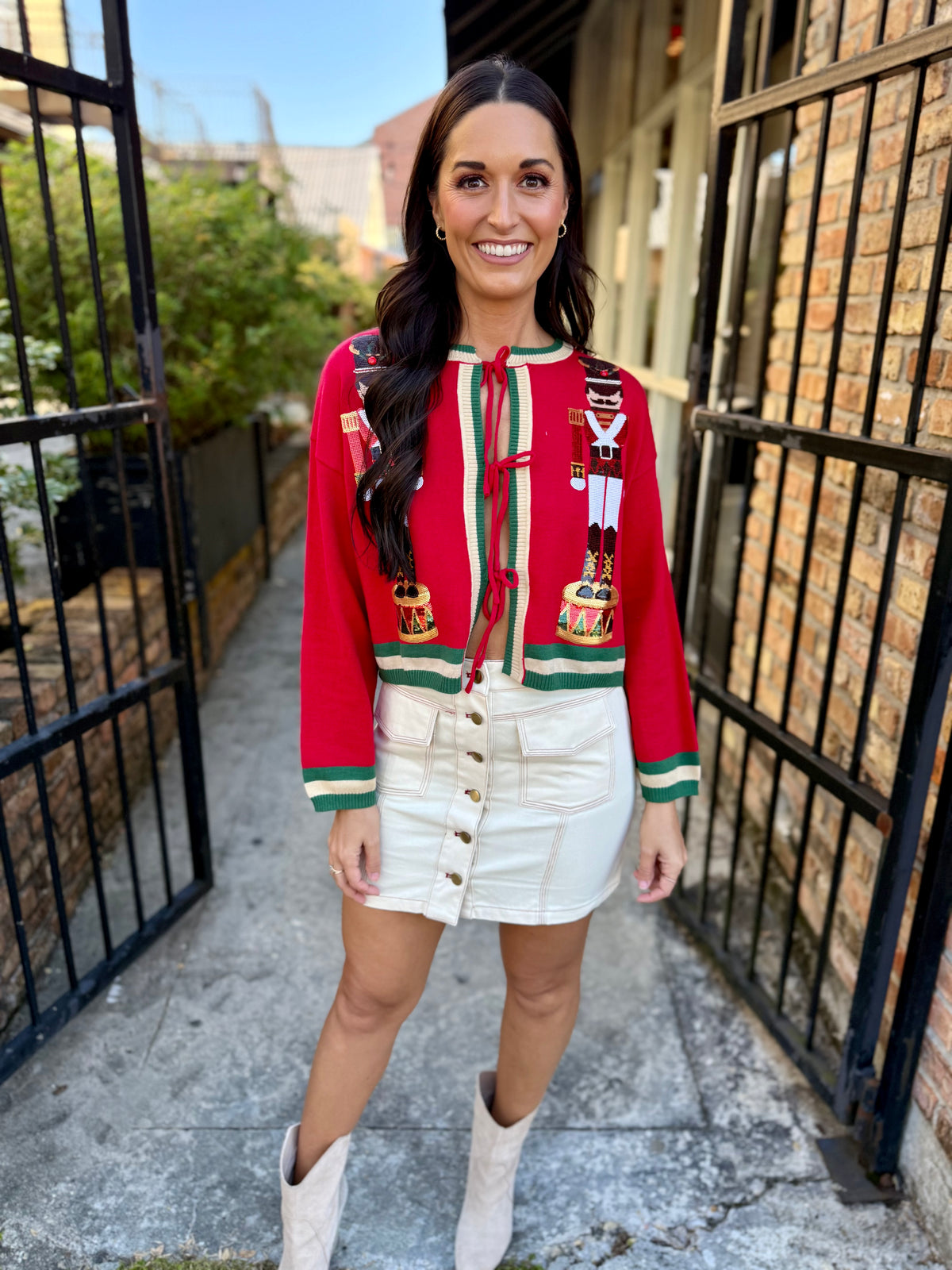 Queen Nutcracker Cardigan- Red & Green