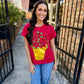Queen Poinsettia Flower Pot Tee- Red