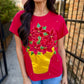 Queen Poinsettia Flower Pot Tee- Red
