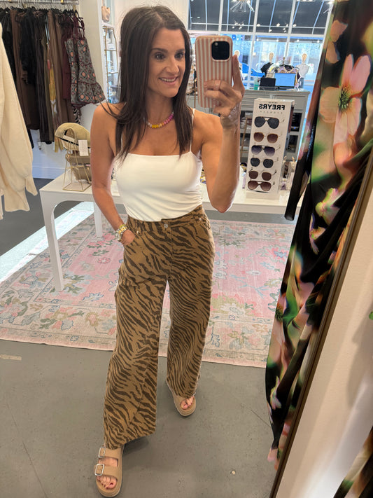 Wild Side Tiger Pants- Brown