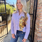 Tiger Striped Button Down- Purple