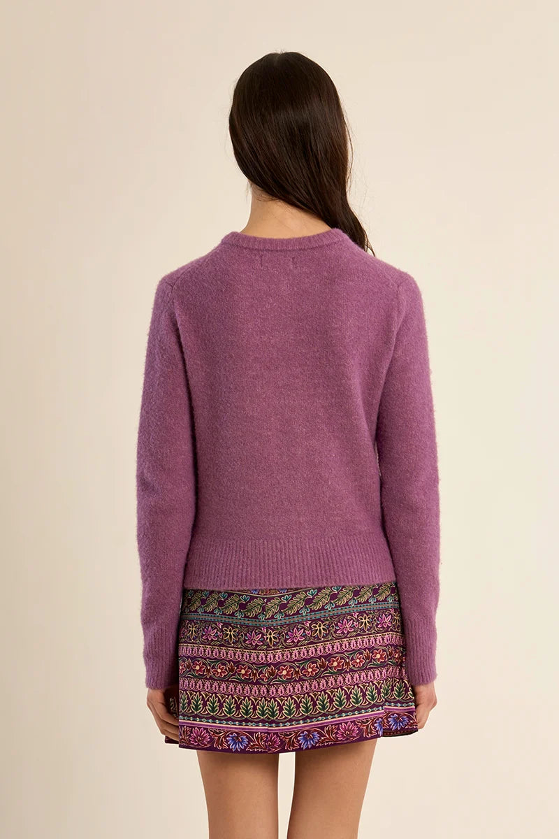 Roxanne Button Cardigan- Purple/Mauve