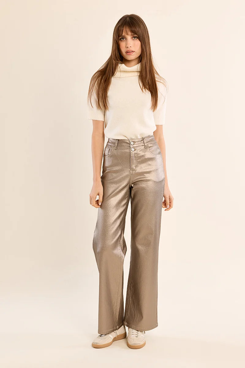 After Hours HR Coated Pants- Gold