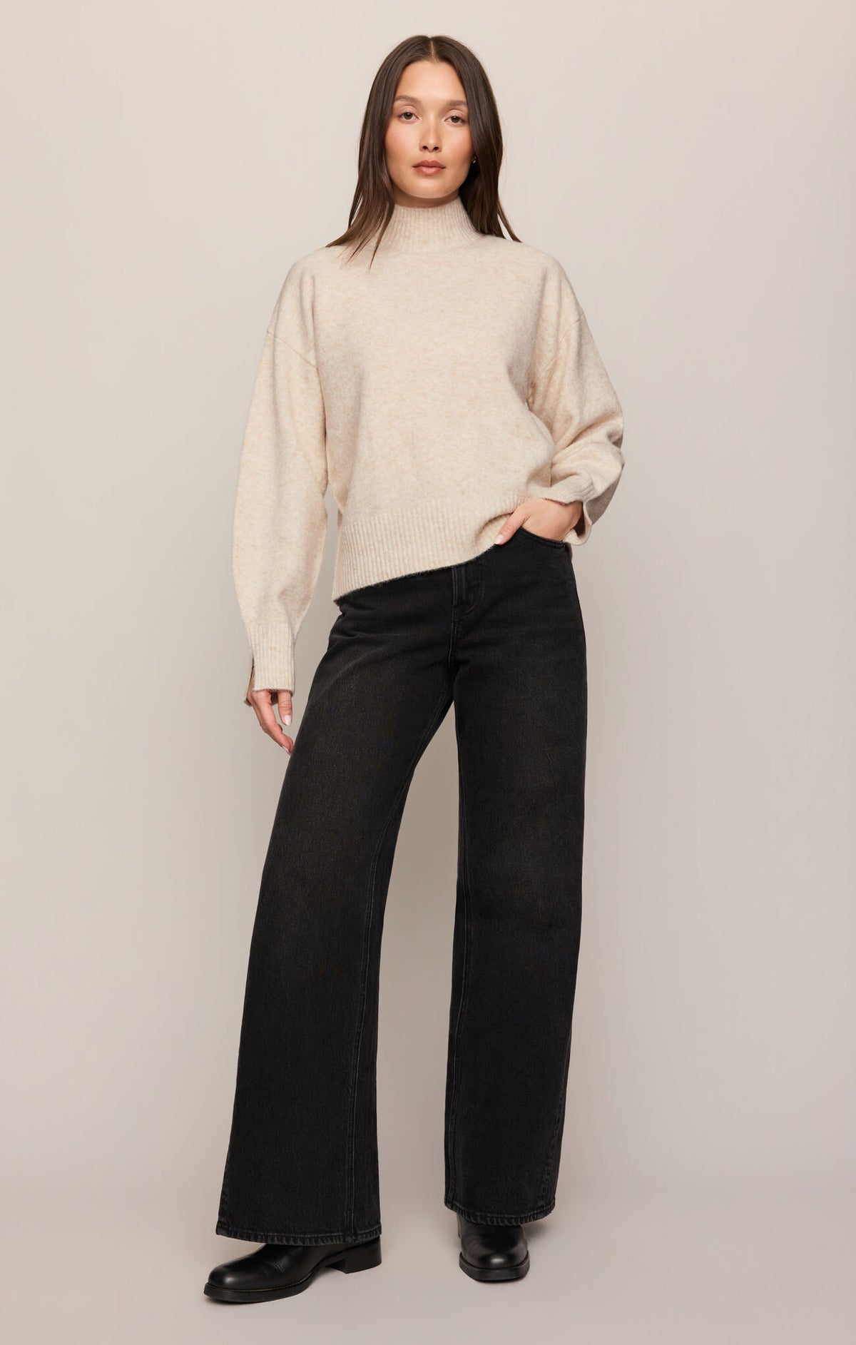Z Supply Nessa Mock Neck Sweater- Oatmeal