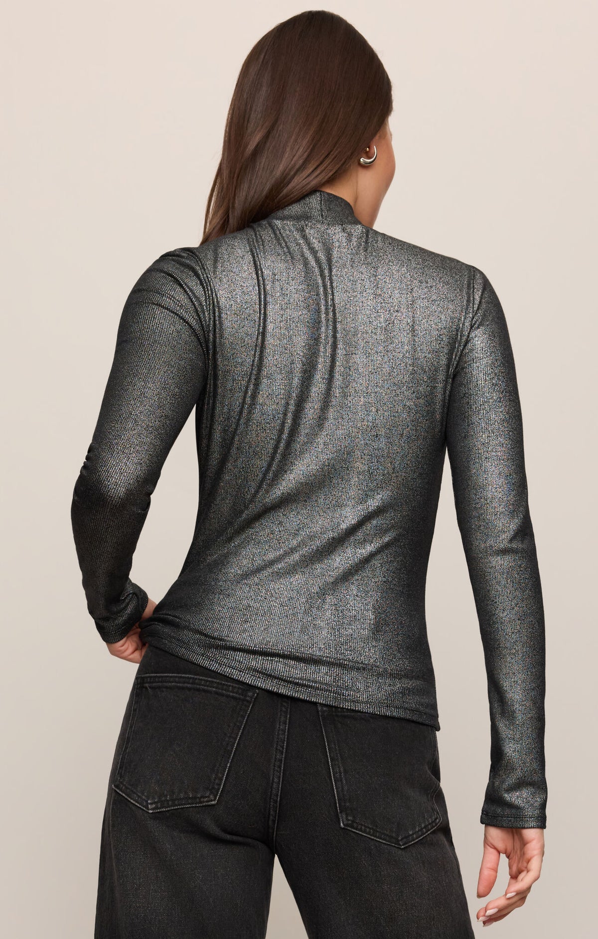 Z Supply Afterglow Sparkle LS Top- Black