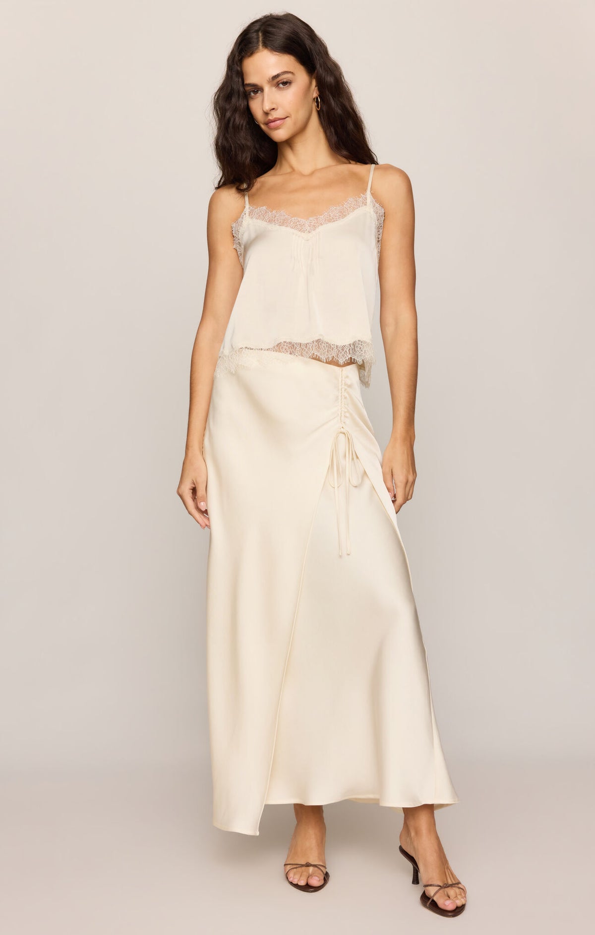 Z Supply City Lights Luxe Skirt- Sandstone