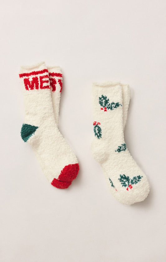 Z Supply Merry Socks- Vanilla Ice