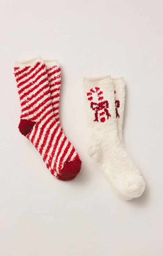 Z Supply Candy Cane Socks- Vanilla Ice