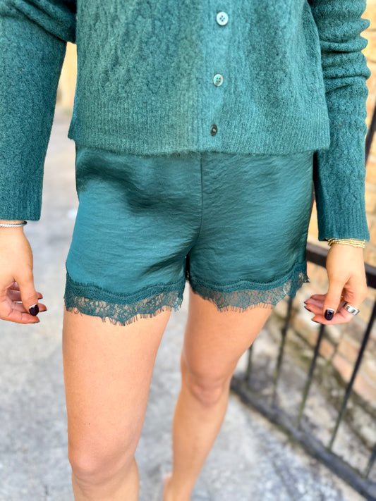Z Supply Caprice Luxe Lace Short- Velvet Green