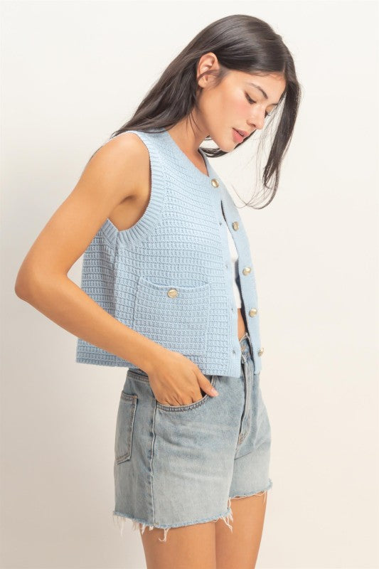 Talon Textured Vest- Ice Blue
