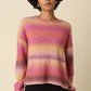 Jayne Striped Brushed Sweater- Burgundy