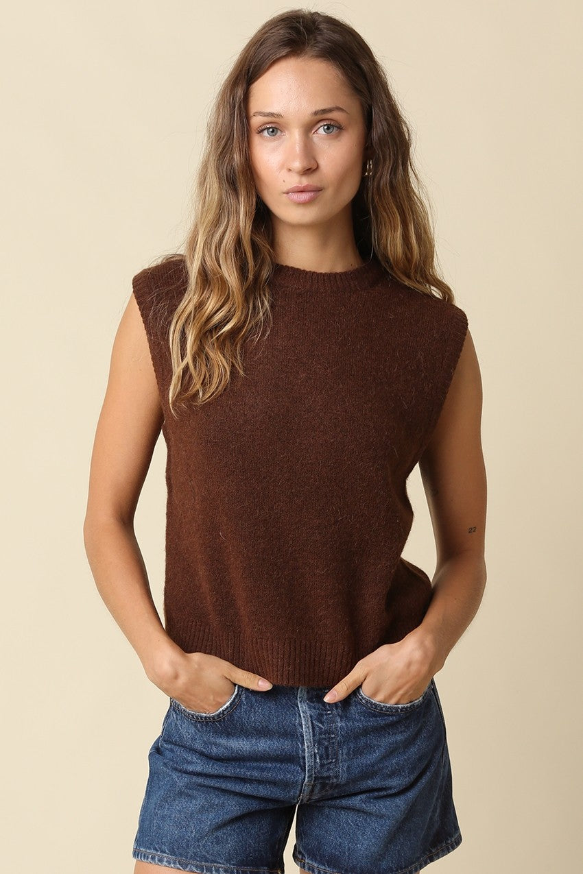 Rosa Essential Sweater Vest- Brown