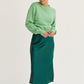 Cara Satin Maxi Skirt- Dark Green