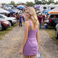 Hallie Zip Front Mini Dress- Purple