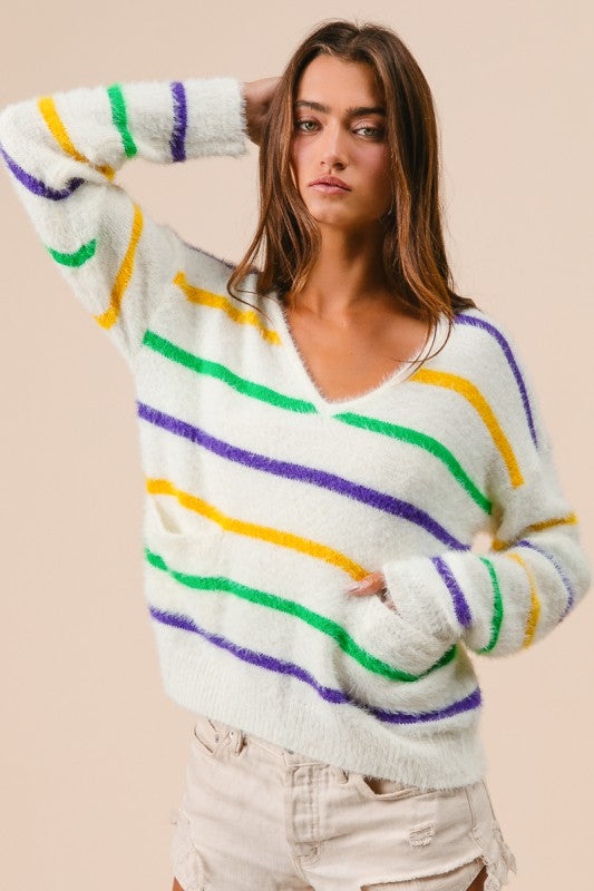 Hardy MG Stripe V-Neck Sweater
