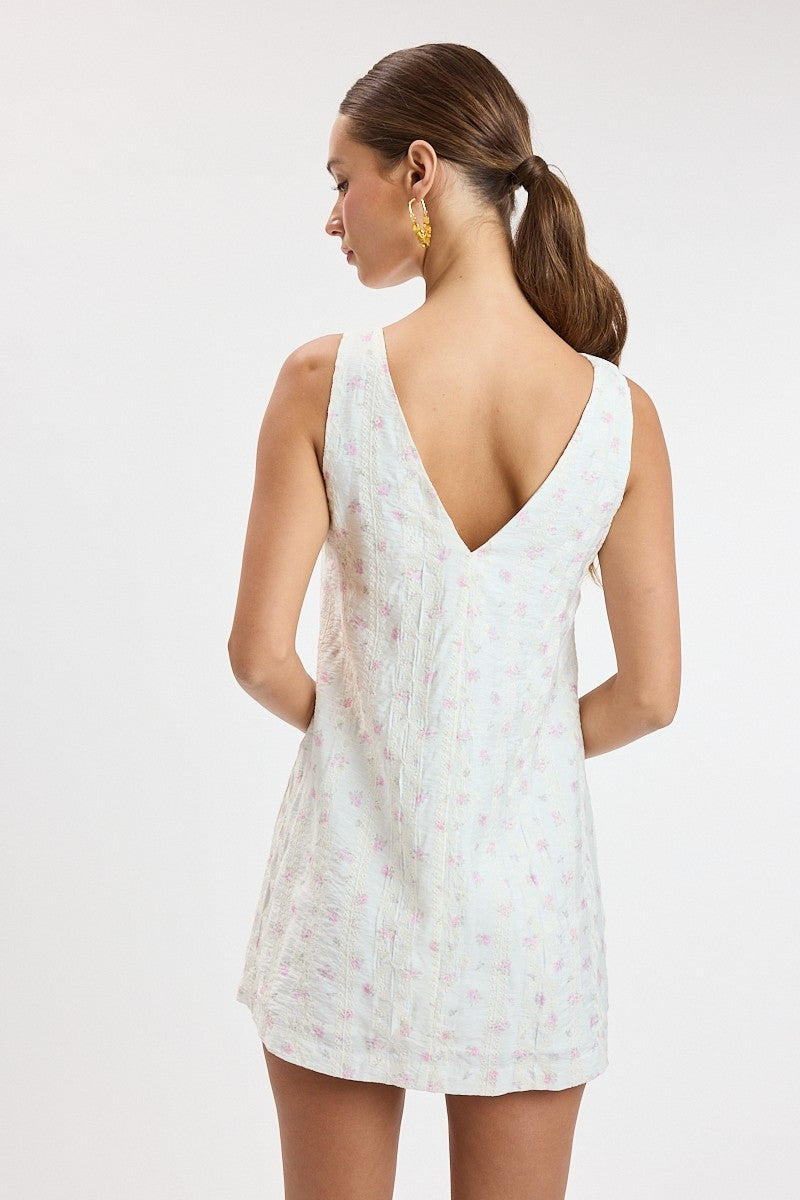 Ditsy Eyelet Mini Dress- Pink Pop