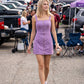 Hallie Zip Front Mini Dress- Purple