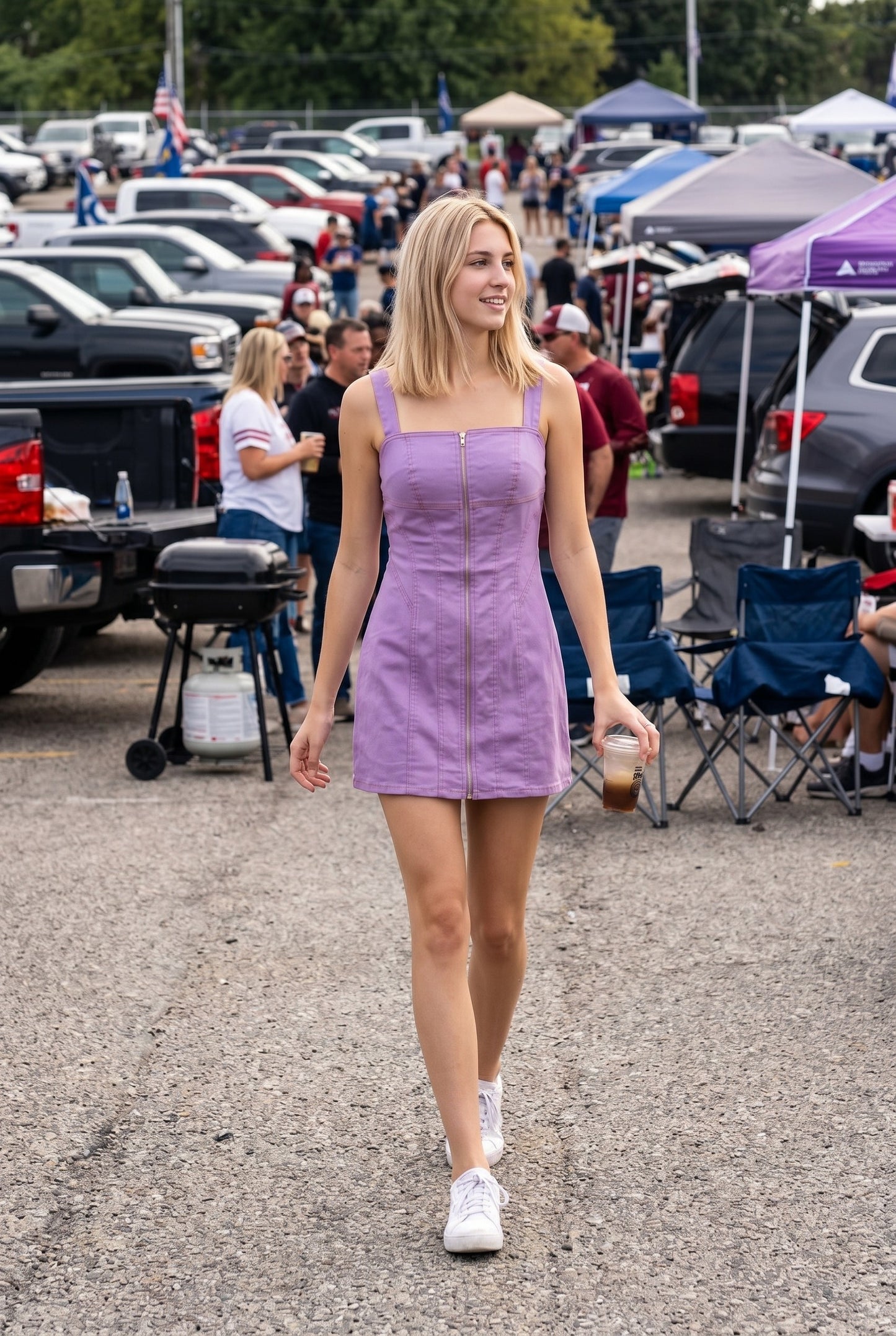 Hallie Zip Front Mini Dress- Purple