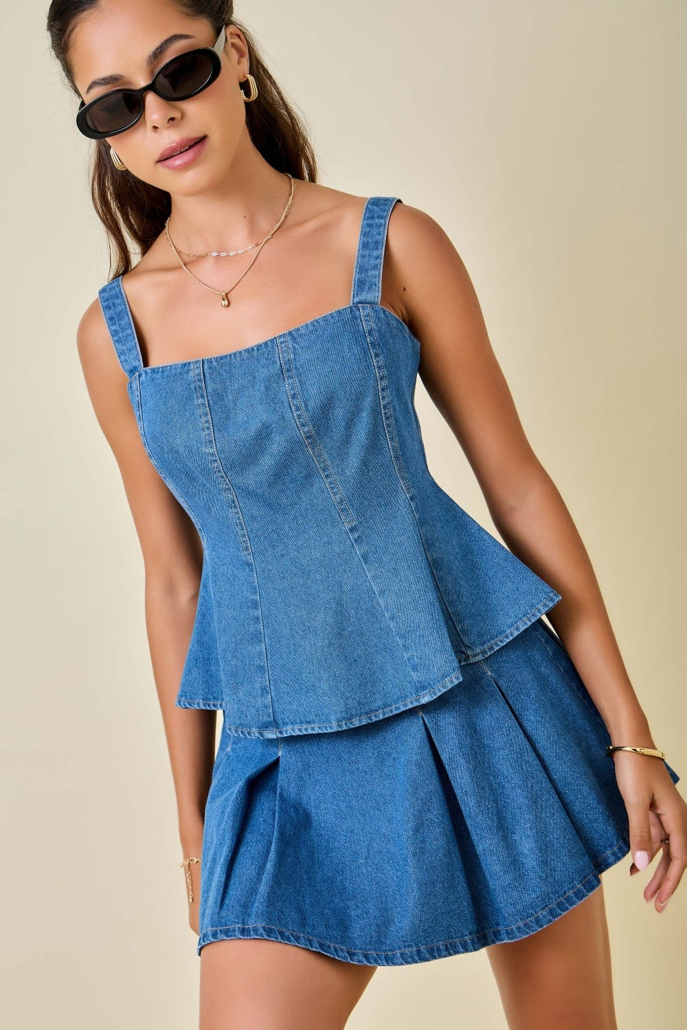 Denim Peplum Top