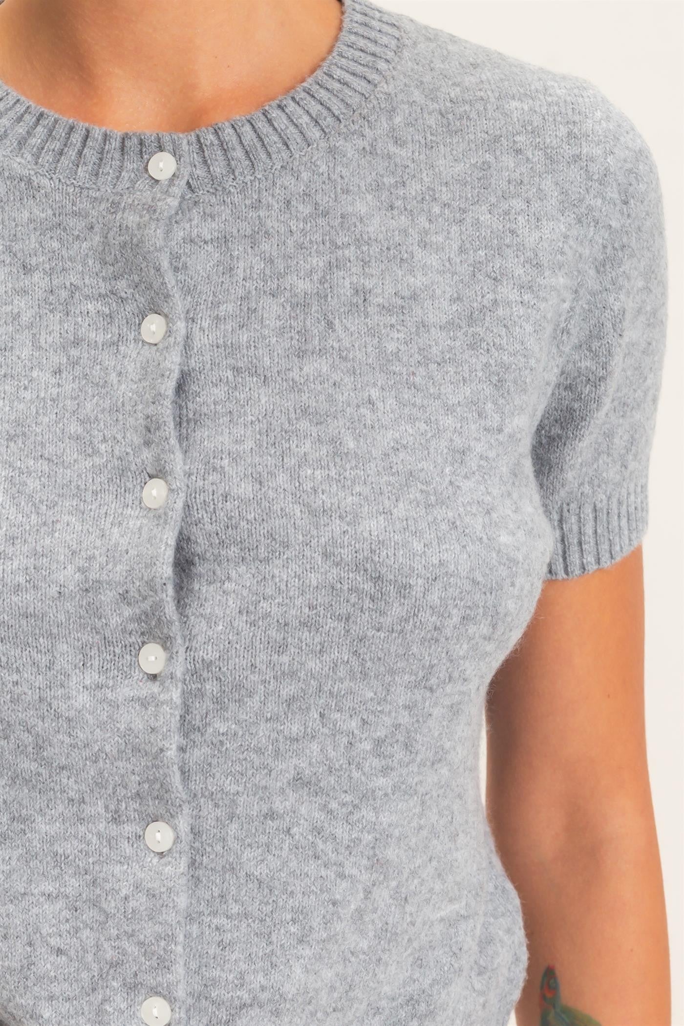 Angelette Cardigan Top- Heather Gray