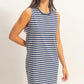 Piper Stripe Sleeveless Pocket Dress- Navy