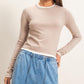 Layer Effect LS Knit Top- Taupe