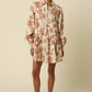Mia Floral Mini Shirt Dress- Natural Rust