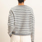 Ezra Striped Crew Neck Sweater- Heather Gray