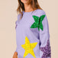 Velvet Sequin Star MG Sweater- Lavender