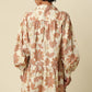Mia Floral Mini Shirt Dress- Natural Rust