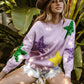 Velvet Sequin Star MG Sweater- Lavender