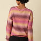 Jayne Striped Brushed Sweater- Burgundy