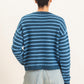 Ezra Striped Crew Neck Sweater- Blue