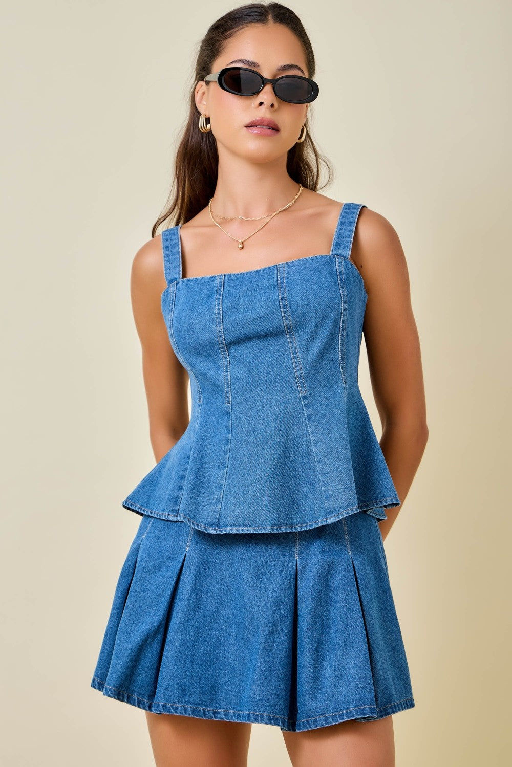 Denim Peplum Top