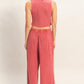 FP Mineral Washed 2 PC Pants Set- Dark Red