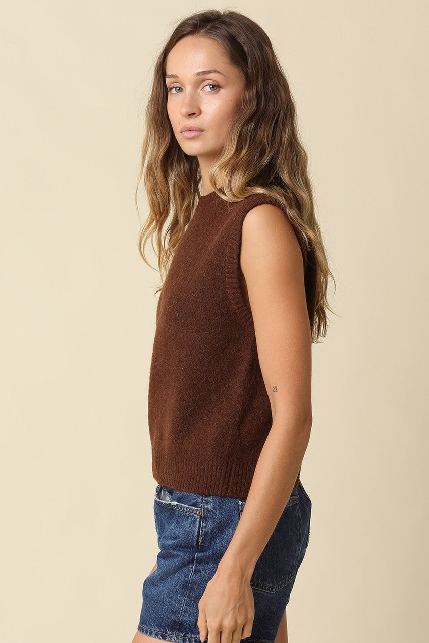 Rosa Essential Sweater Vest- Brown